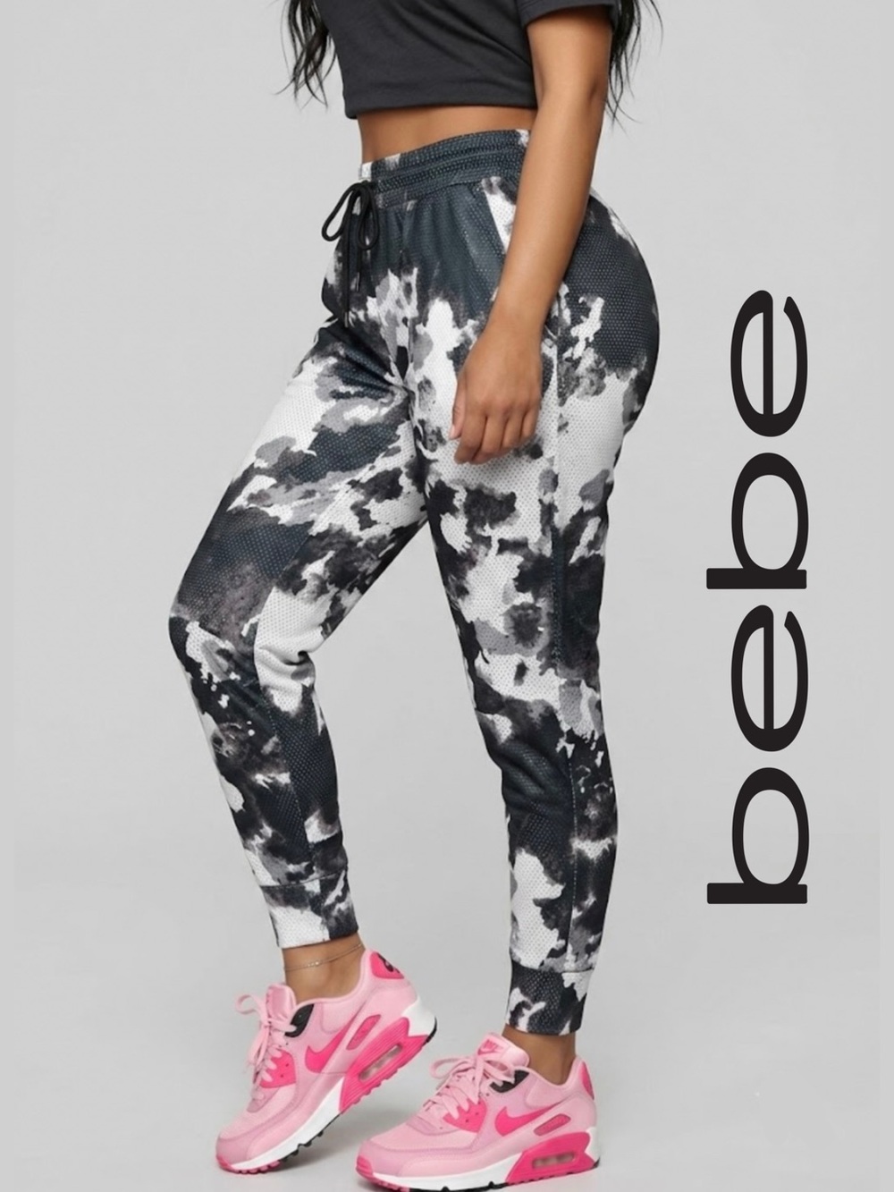 bebe Vintage Tie-Dye mesh Track Joggers